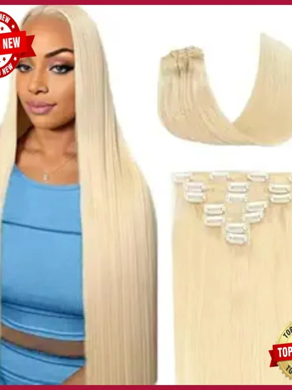 32 Inch Clip-In Human Hair Extensions, 120g 7pcs Set for Volume & Length
